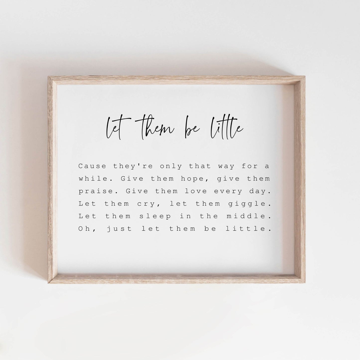 let them be little nursery wall art in a wood frame