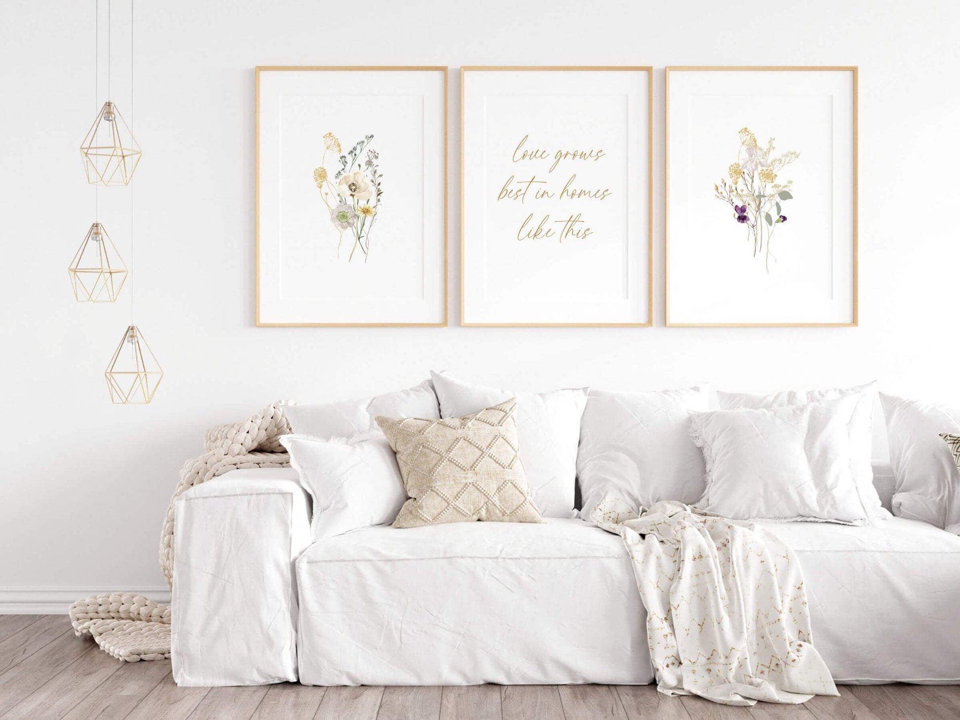love grows best in homes like this botanical wall art set of three in wood frames