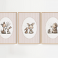 nursery wall art with bear and bunny