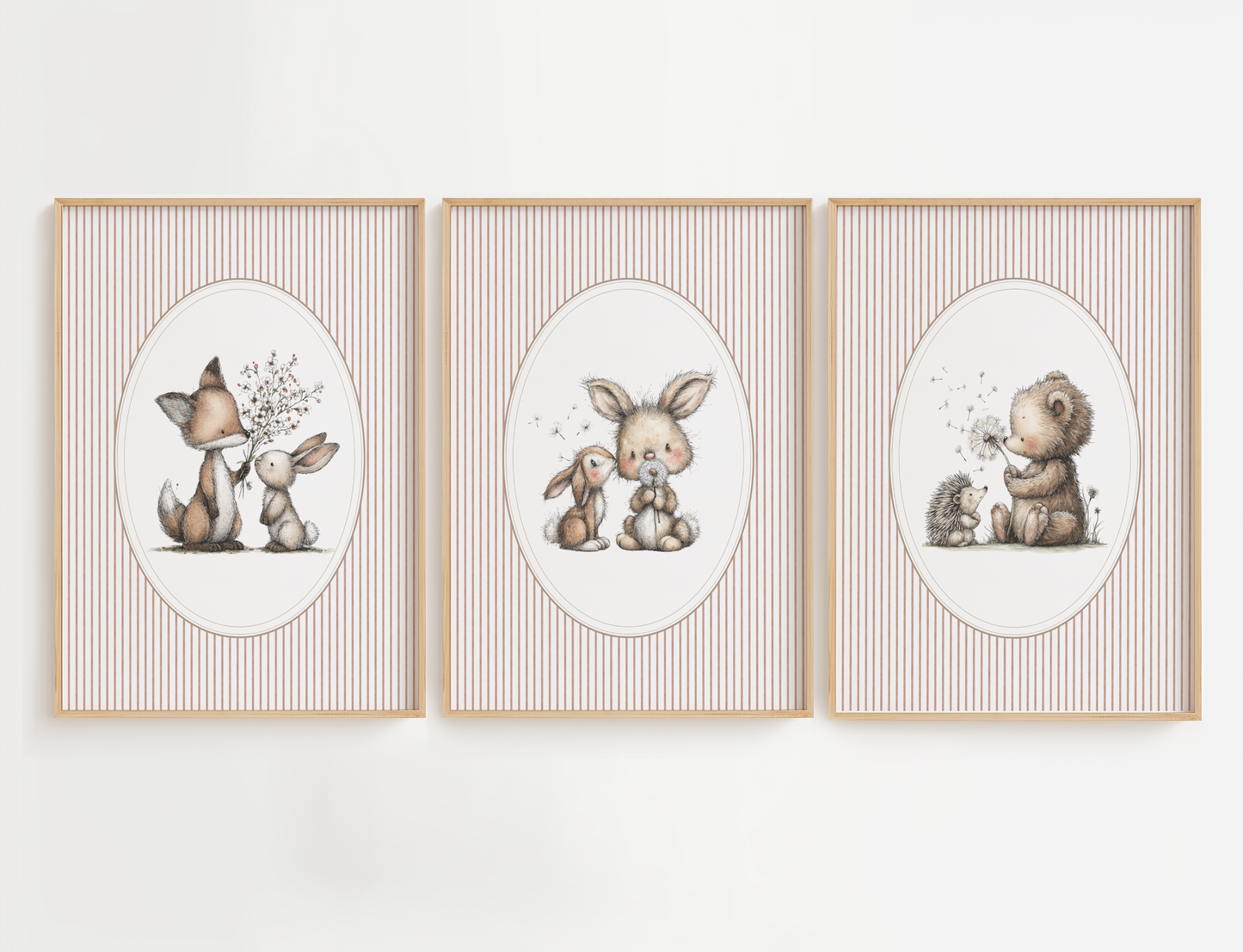 nursery wall art with bear and bunny