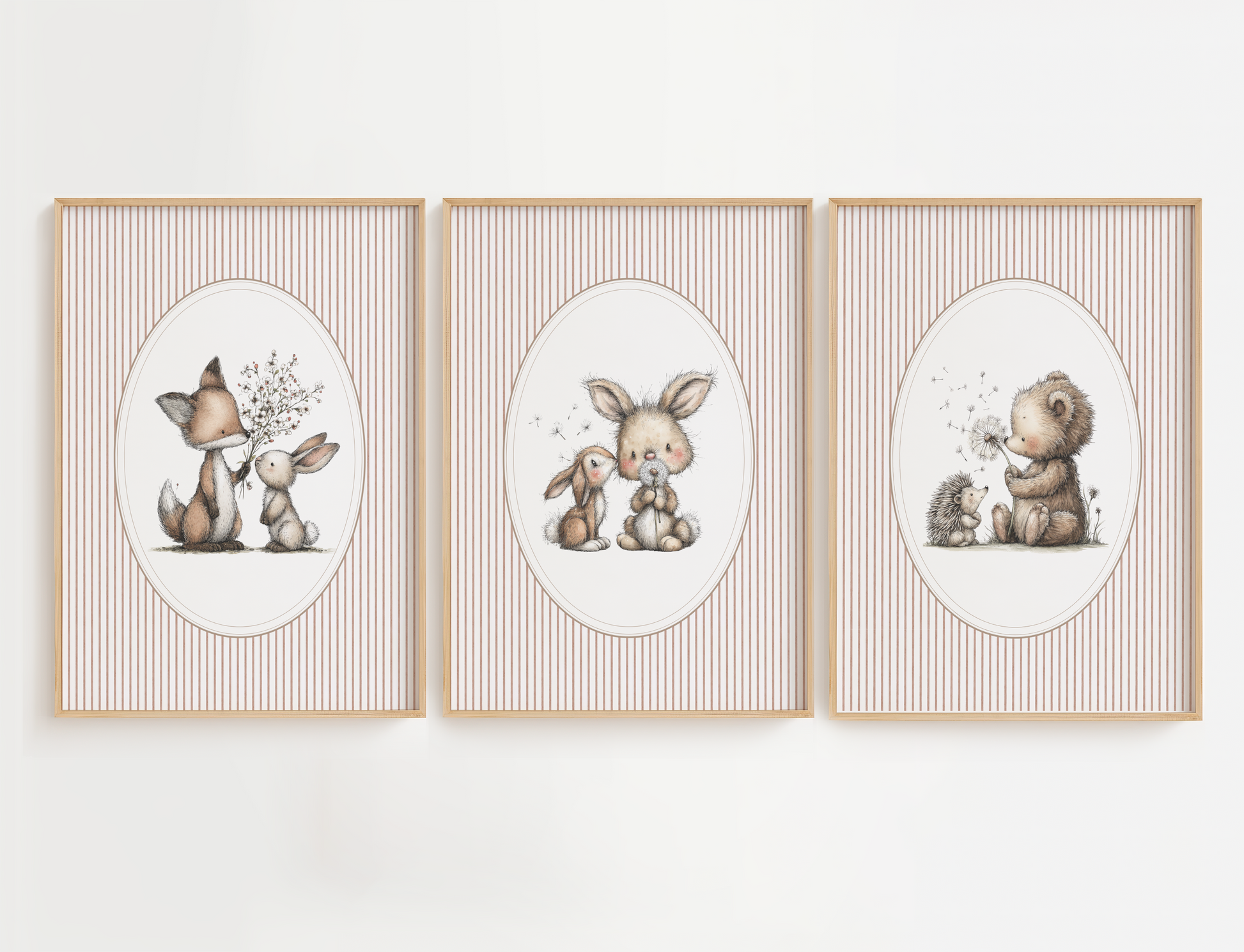 nursery wall art with bear and bunny