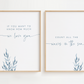 Ocean themed nursery wall art featuring soft watercolor seaweed in layered shades of ocean blue. Also includes the phrase, "If you want to know how much we love you, count all the waves in the sea"