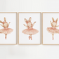 Pink Bunny Ballerinas Nursery Wall Art