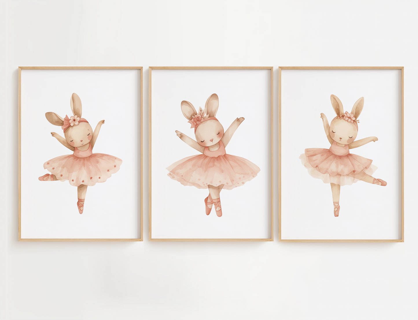 Pink Bunny Ballerinas Nursery Wall Art
