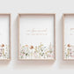 Psalm 23 nursery wall art with wildflowers in 3 wood frames
