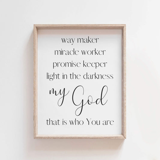 way maker song lyric christian wall art