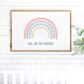 you are my sunshine wall art with pastel rainbow